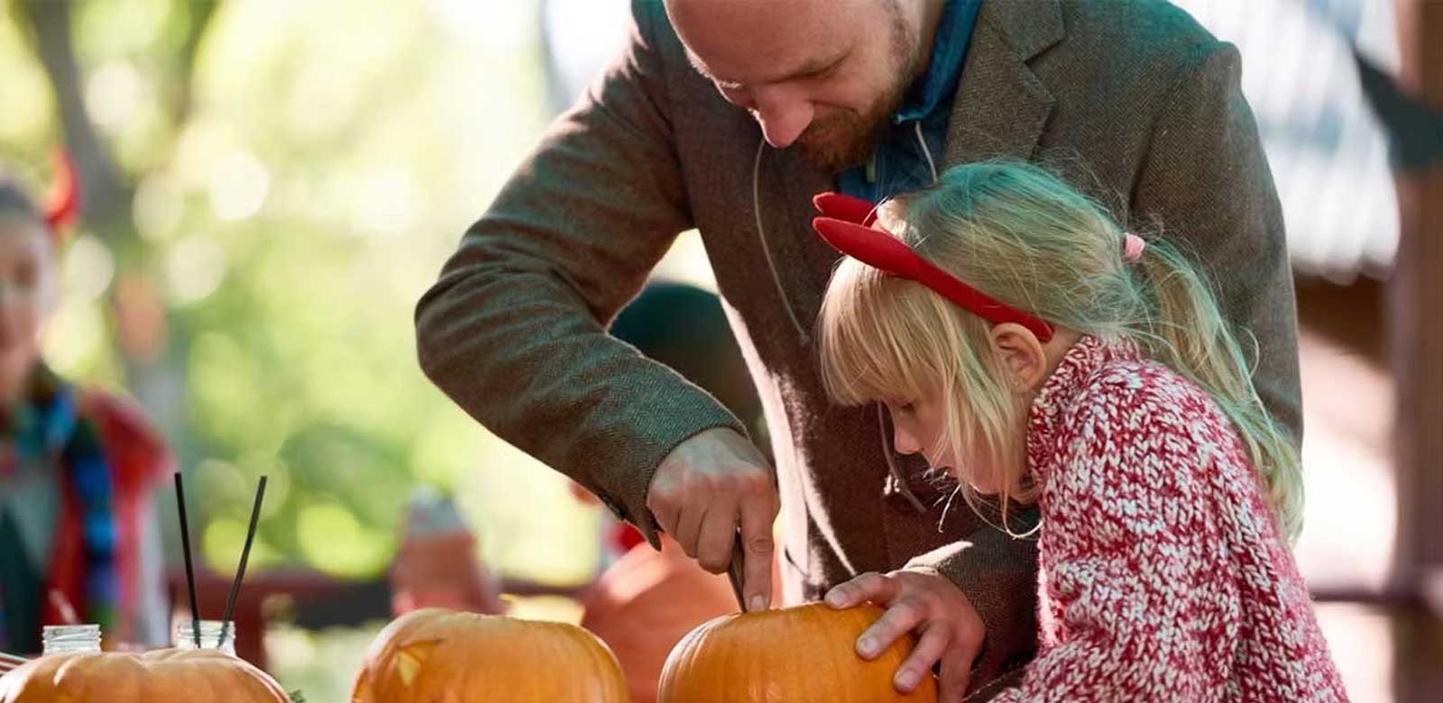 Carving Pumpkins in the fall