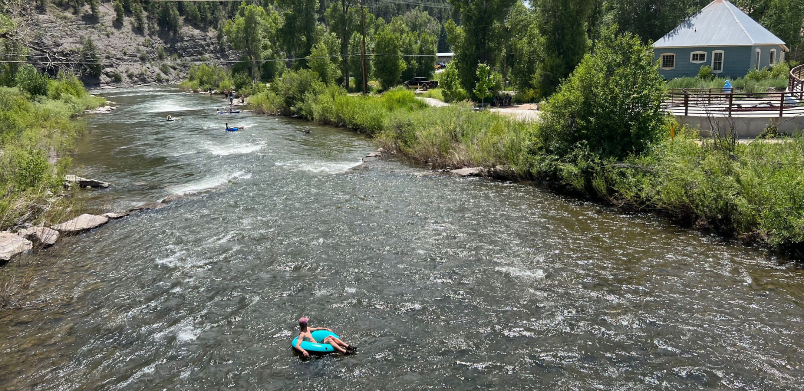 Floating down the San Juan River in Pagosa Springs on a inner tube