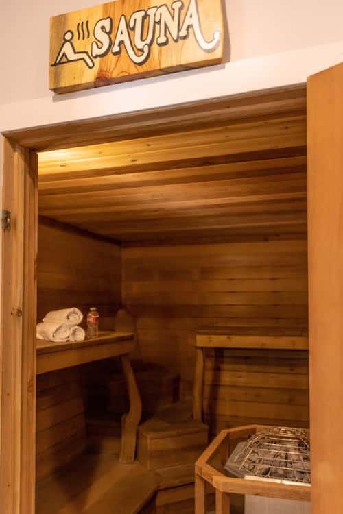 A cedar sauna at Riverwalk Inn in Pagosa Springs